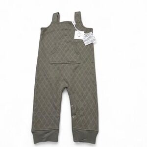 Kate Quinn Quilted Waffle Romper Overalls 18–24 Months Olive Green NWT